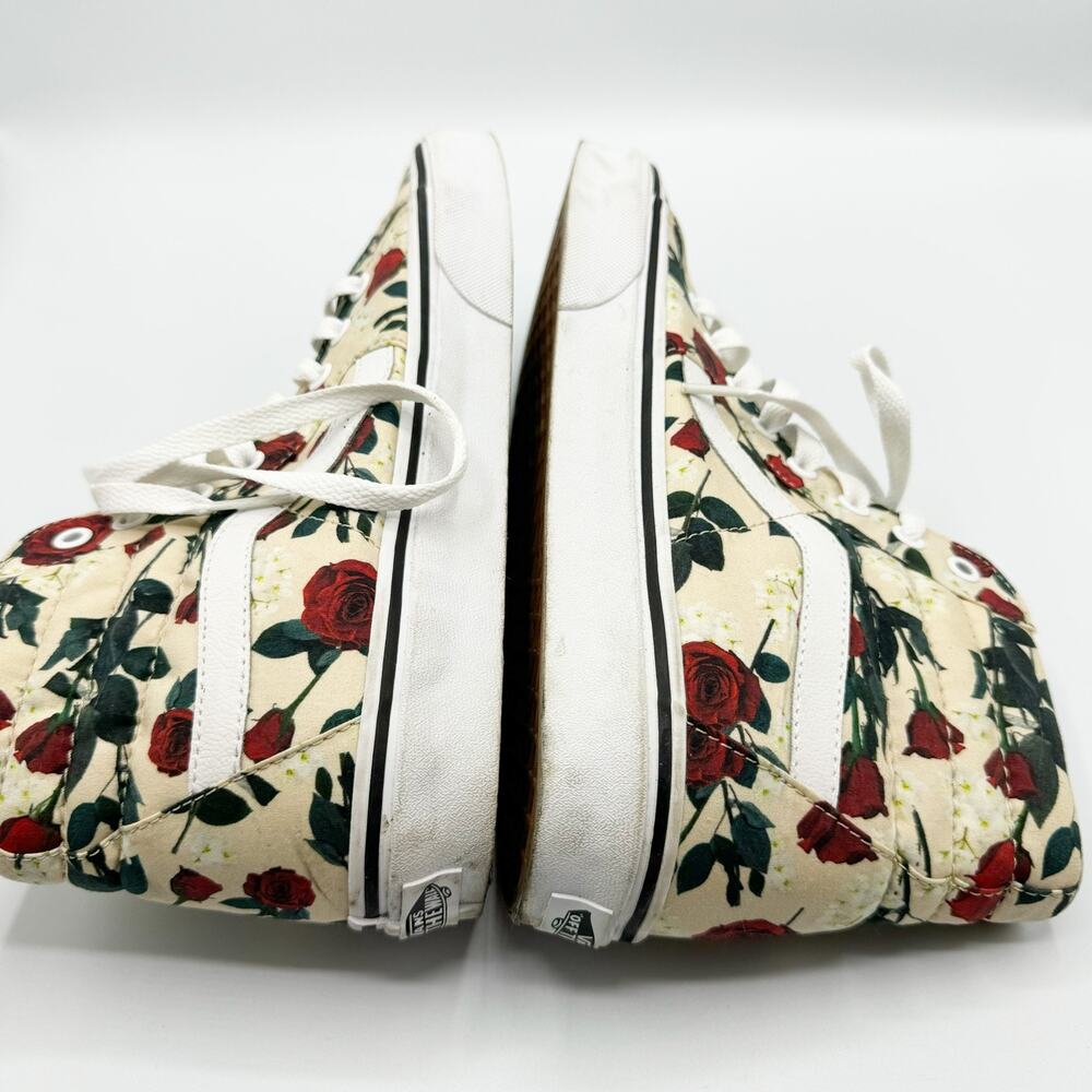 Vans Sk8 Hi High Top Canvas Sneakers Rose Print Shoe Womens 9 Dark Romance Goth - Picture 3 of 7
